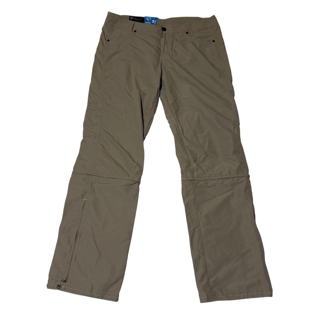 Kuhl Convertible Pants Women 14 Tan Mid Rise Straight Leg Hiking Zip-Off NEW